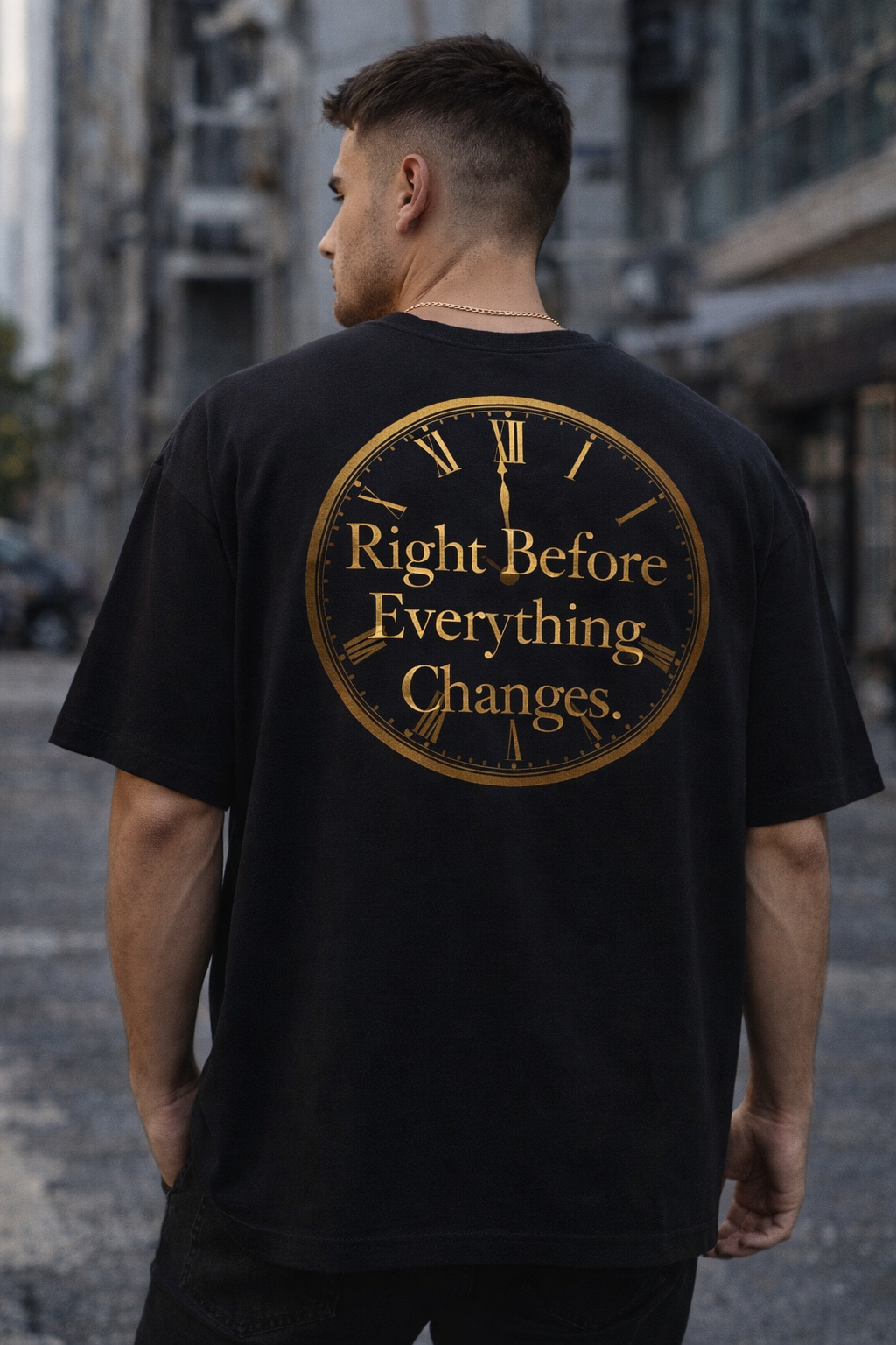 OWN THE NIGHT COLLECTION — "Right Before Everything Changes" Men's Oversized Heavyweight T-Shirt